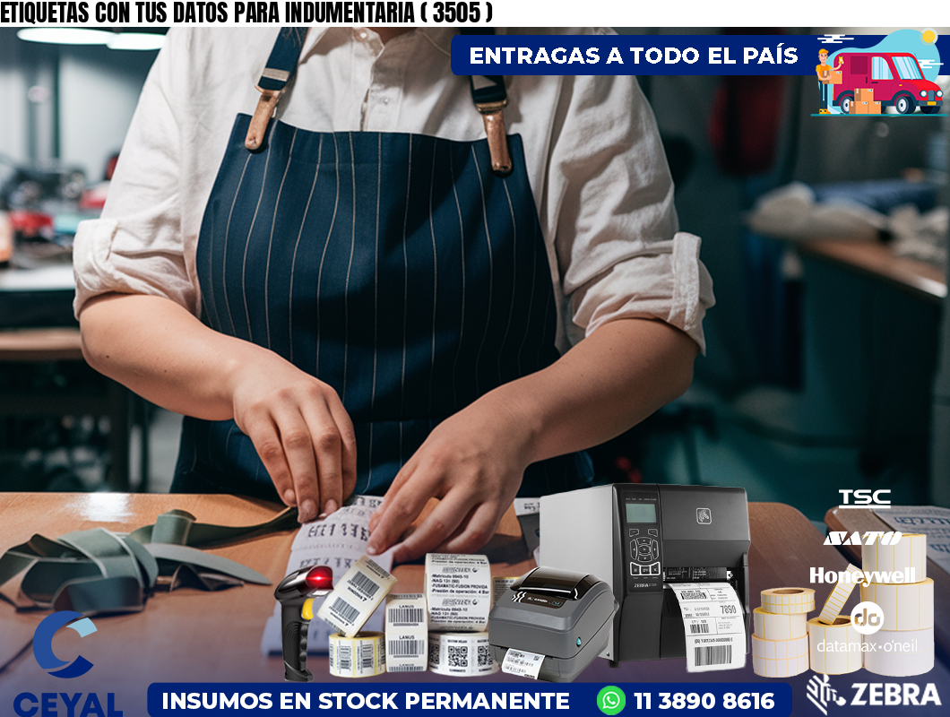 ETIQUETAS CON TUS DATOS PARA INDUMENTARIA ( 3505 )