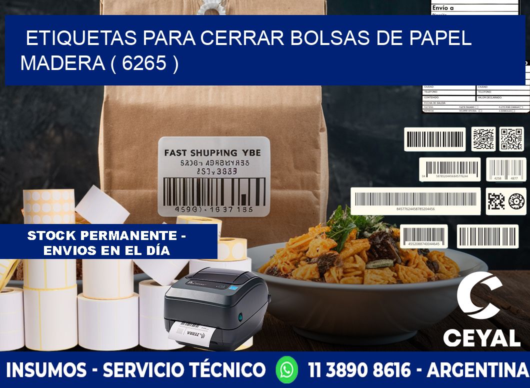 ETIQUETAS PARA CERRAR BOLSAS DE PAPEL MADERA ( 6265 )