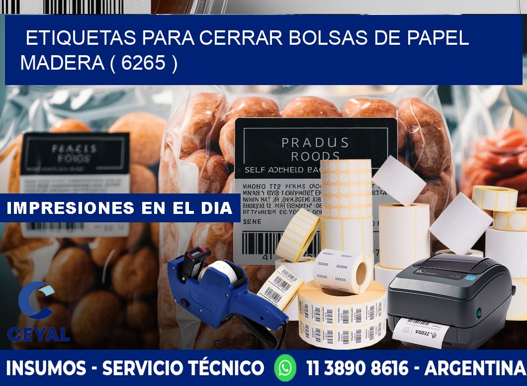 ETIQUETAS PARA CERRAR BOLSAS DE PAPEL MADERA ( 6265 )