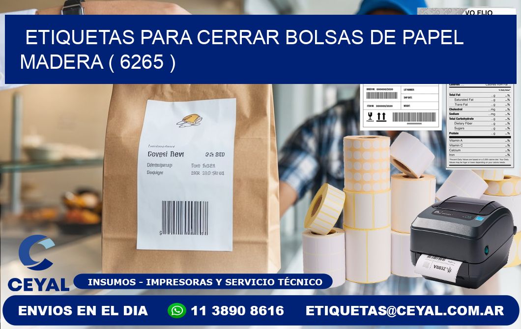 ETIQUETAS PARA CERRAR BOLSAS DE PAPEL MADERA ( 6265 )