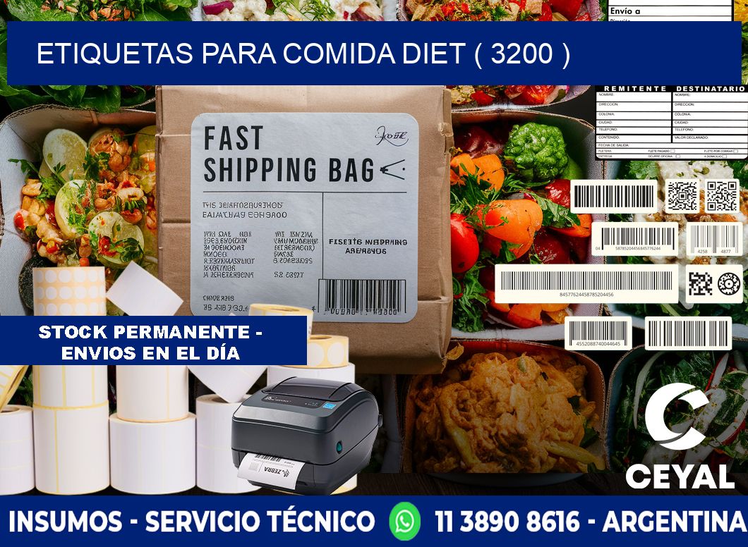 ETIQUETAS PARA COMIDA DIET ( 3200 )