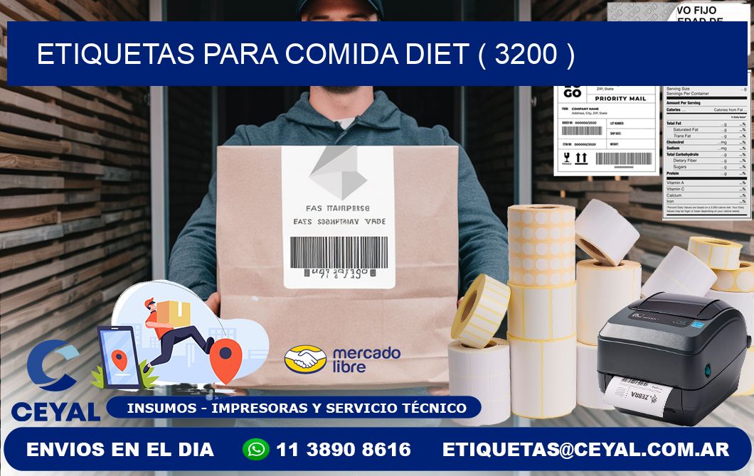 ETIQUETAS PARA COMIDA DIET ( 3200 )