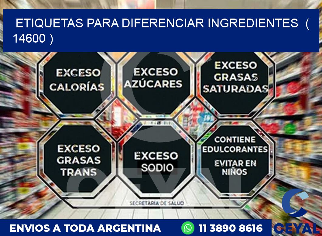 ETIQUETAS PARA DIFERENCIAR INGREDIENTES  ( 14600 )