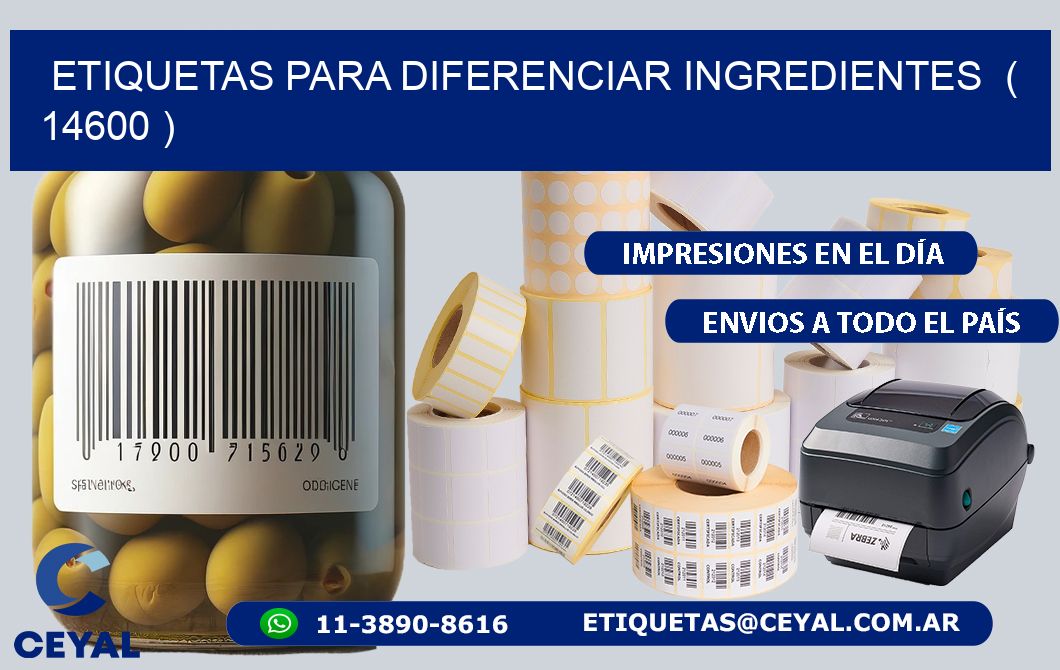 ETIQUETAS PARA DIFERENCIAR INGREDIENTES  ( 14600 )