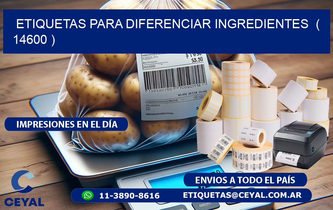 ETIQUETAS PARA DIFERENCIAR INGREDIENTES  ( 14600 )