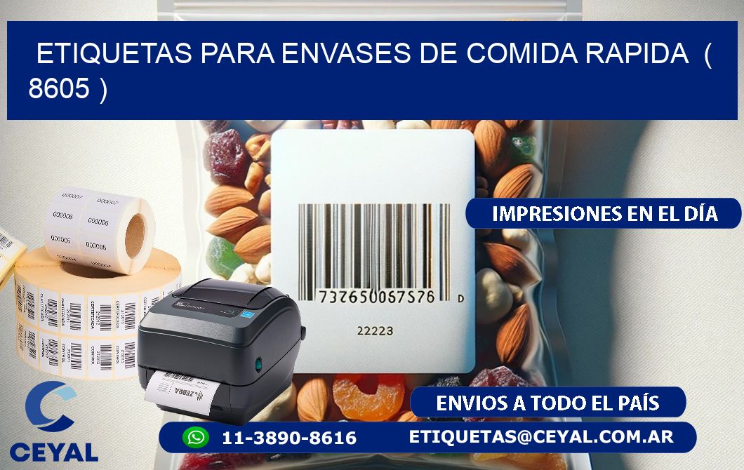 ETIQUETAS PARA ENVASES DE COMIDA RAPIDA  ( 8605 )