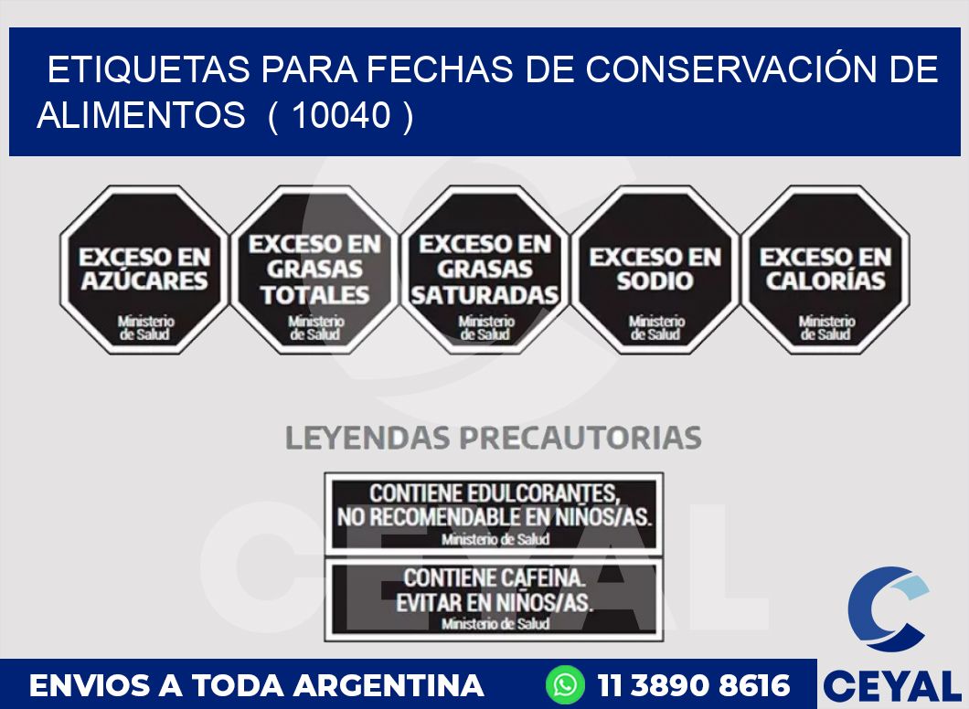 ETIQUETAS PARA FECHAS DE CONSERVACIÓN DE ALIMENTOS  ( 10040 )