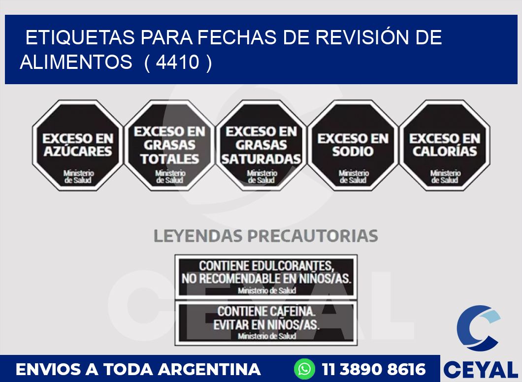 ETIQUETAS PARA FECHAS DE REVISIÓN DE ALIMENTOS  ( 4410 )