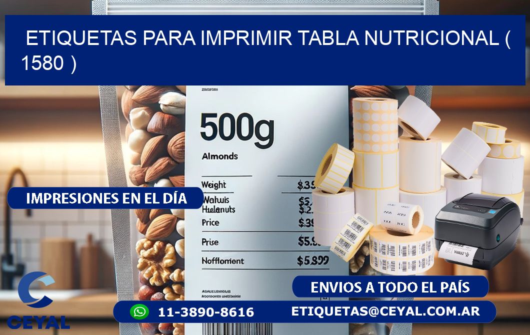 ETIQUETAS PARA IMPRIMIR TABLA NUTRICIONAL ( 1580 )