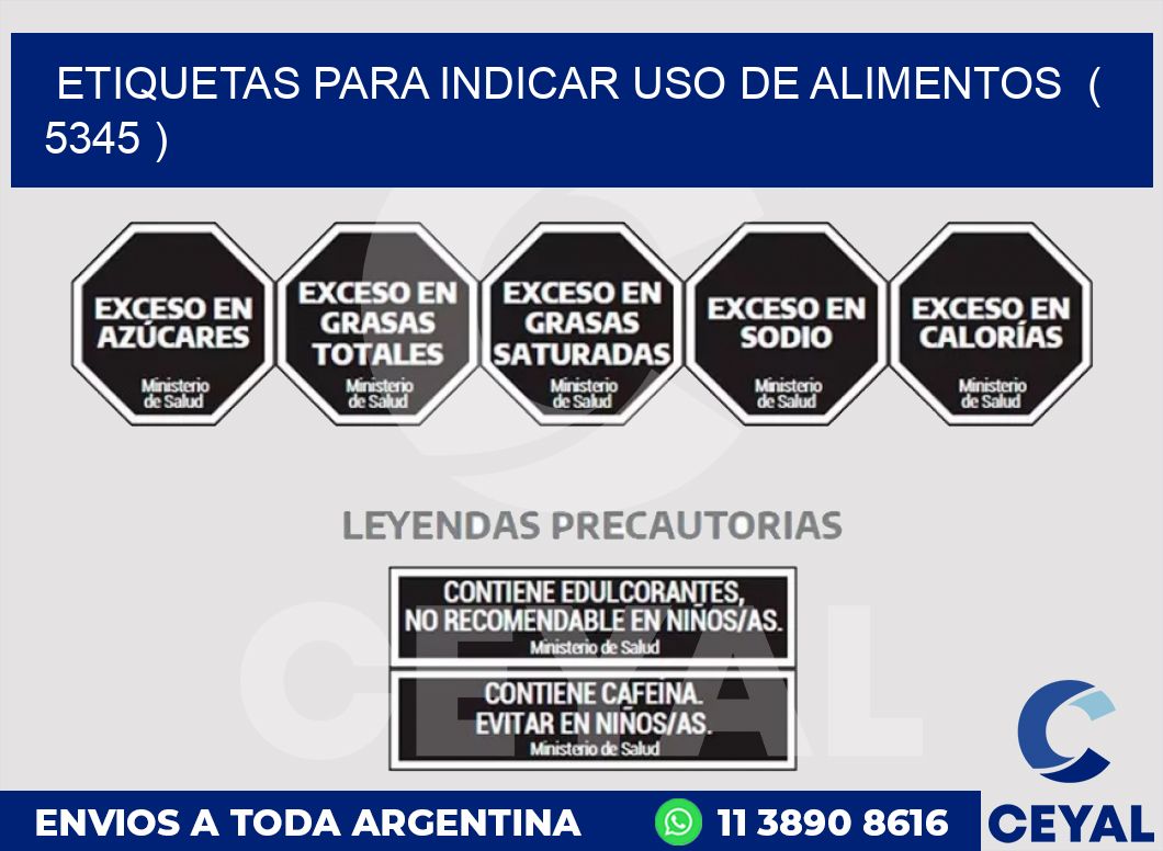 ETIQUETAS PARA INDICAR USO DE ALIMENTOS  ( 5345 )