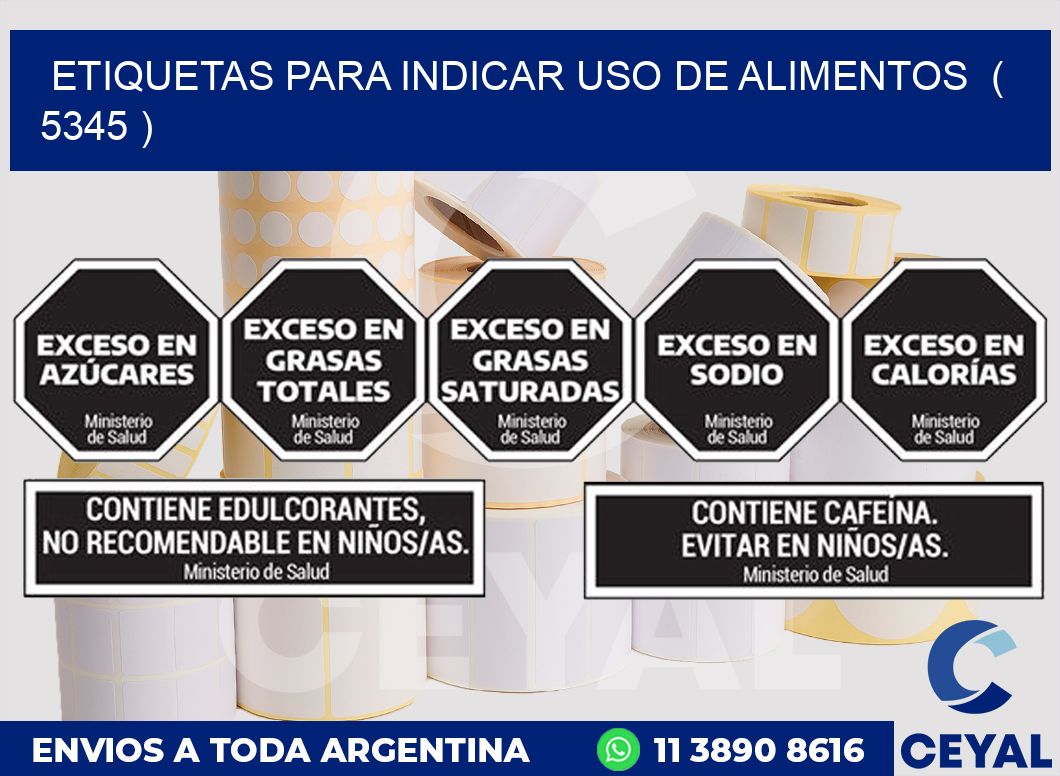 ETIQUETAS PARA INDICAR USO DE ALIMENTOS  ( 5345 )