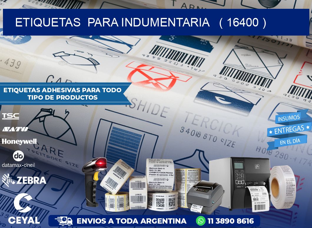 ETIQUETAS  PARA INDUMENTARIA   ( 16400 )