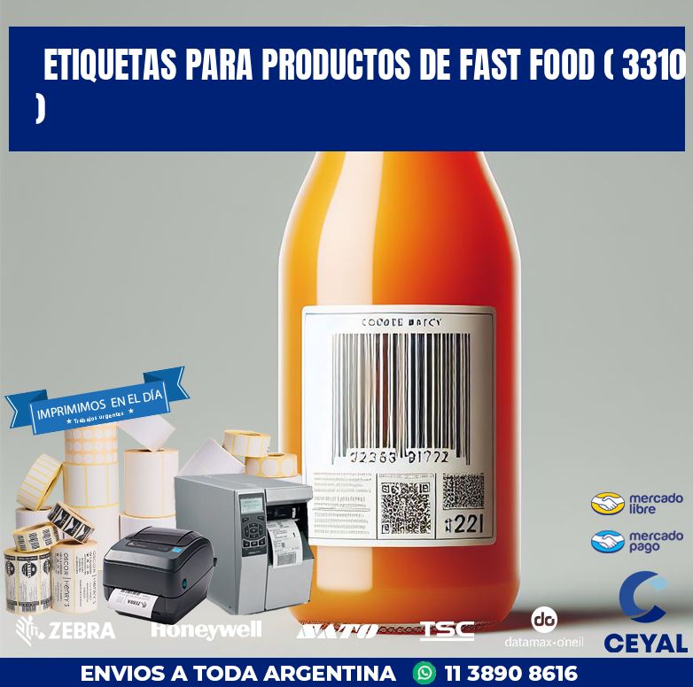 ETIQUETAS PARA PRODUCTOS DE FAST FOOD ( 3310 )