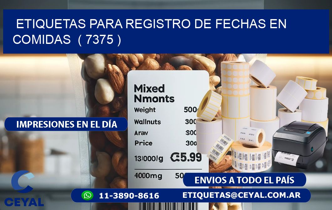 ETIQUETAS PARA REGISTRO DE FECHAS EN COMIDAS  ( 7375 )