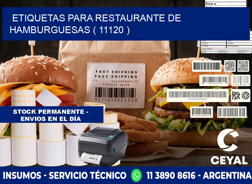 ETIQUETAS PARA RESTAURANTE DE HAMBURGUESAS ( 11120 )