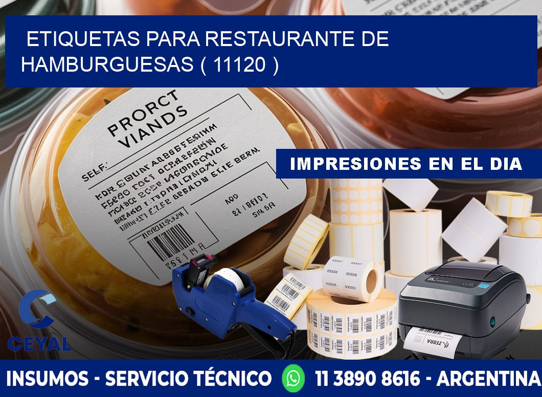 ETIQUETAS PARA RESTAURANTE DE HAMBURGUESAS ( 11120 )