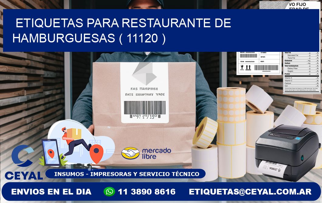 ETIQUETAS PARA RESTAURANTE DE HAMBURGUESAS ( 11120 )