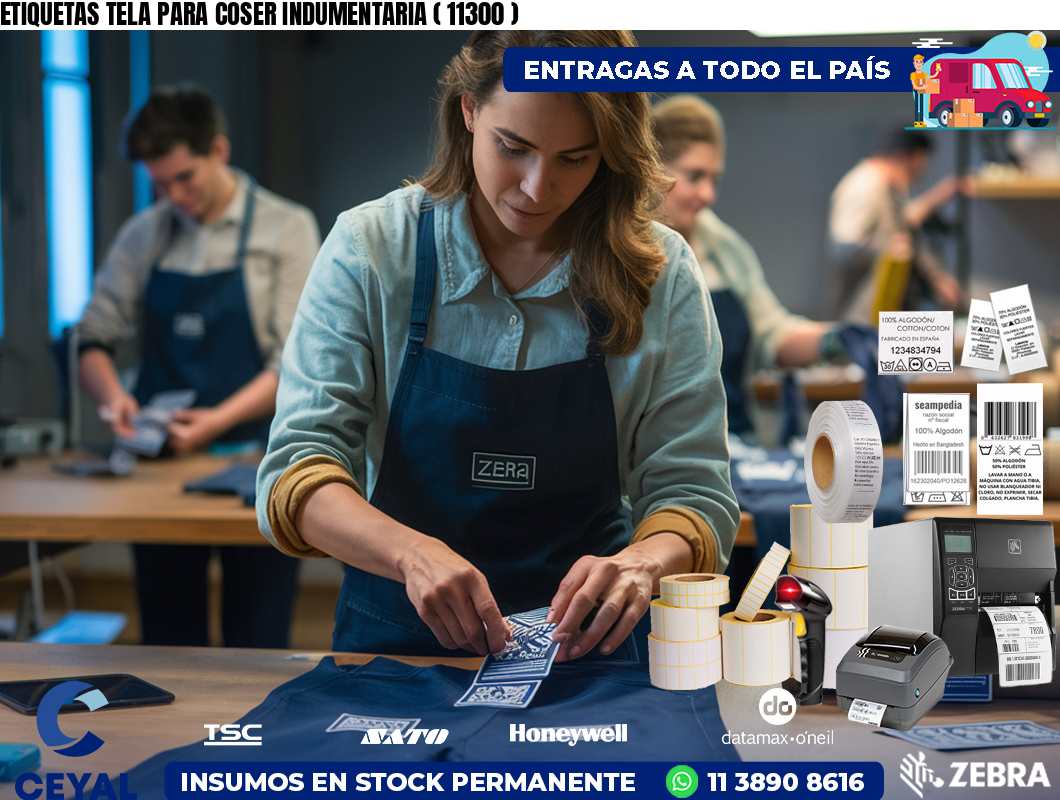 ETIQUETAS TELA PARA COSER INDUMENTARIA ( 11300 )
