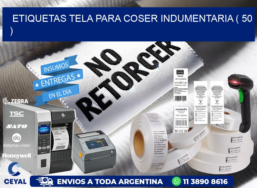 ETIQUETAS TELA PARA COSER INDUMENTARIA ( 50 )