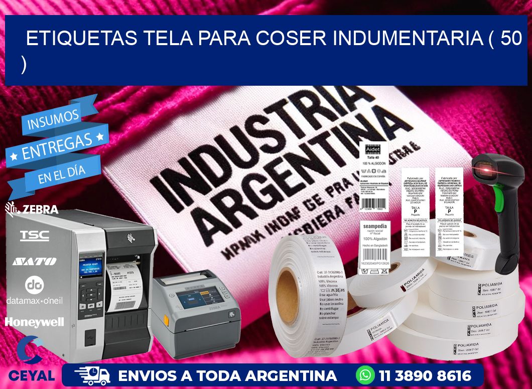 ETIQUETAS TELA PARA COSER INDUMENTARIA ( 50 )