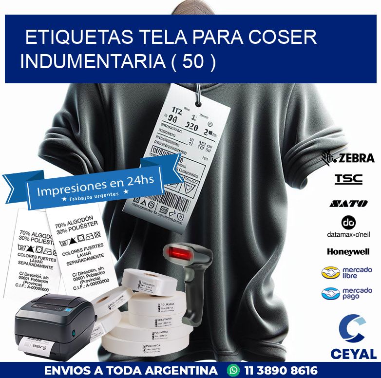 ETIQUETAS TELA PARA COSER INDUMENTARIA ( 50 )