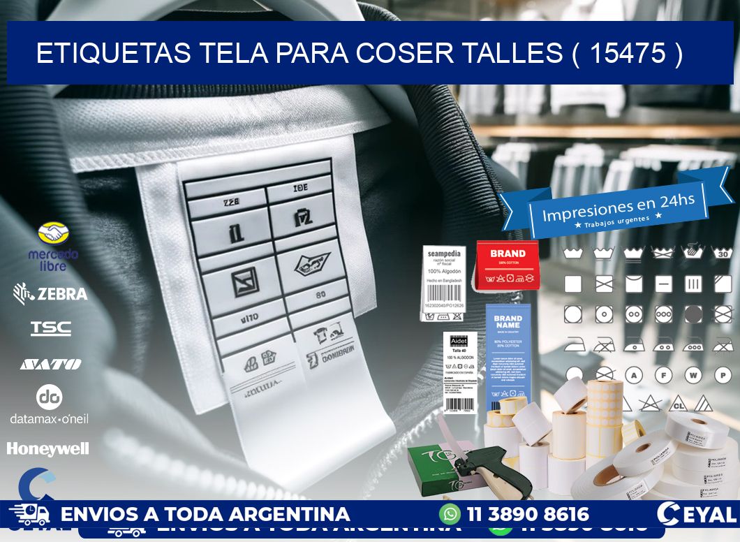 ETIQUETAS TELA PARA COSER TALLES ( 15475 )