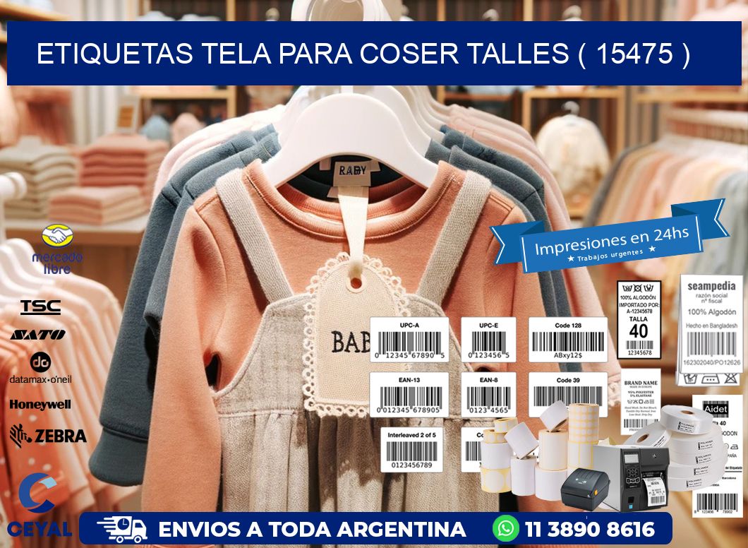 ETIQUETAS TELA PARA COSER TALLES ( 15475 )