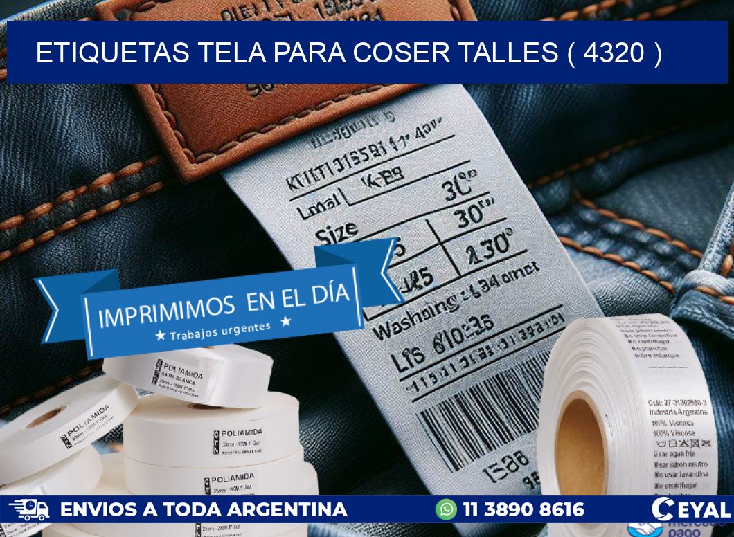 ETIQUETAS TELA PARA COSER TALLES ( 4320 )