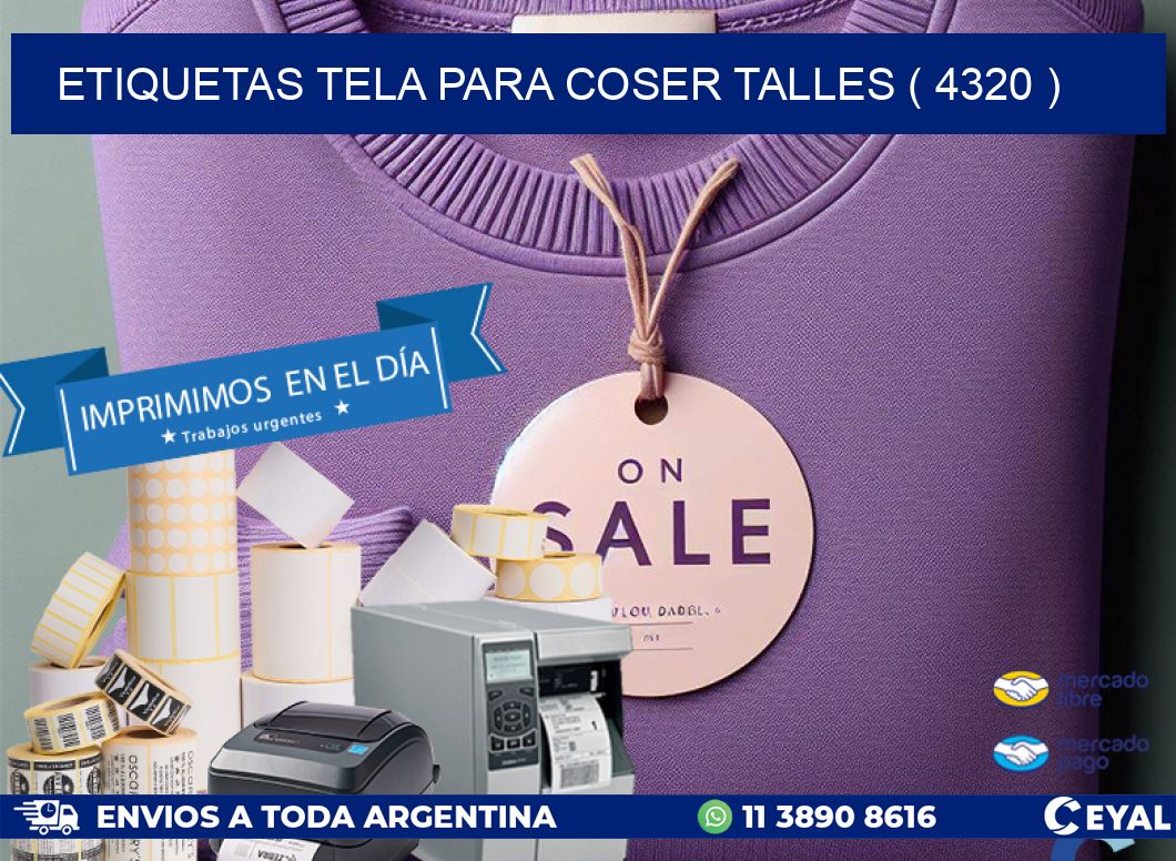 ETIQUETAS TELA PARA COSER TALLES ( 4320 )