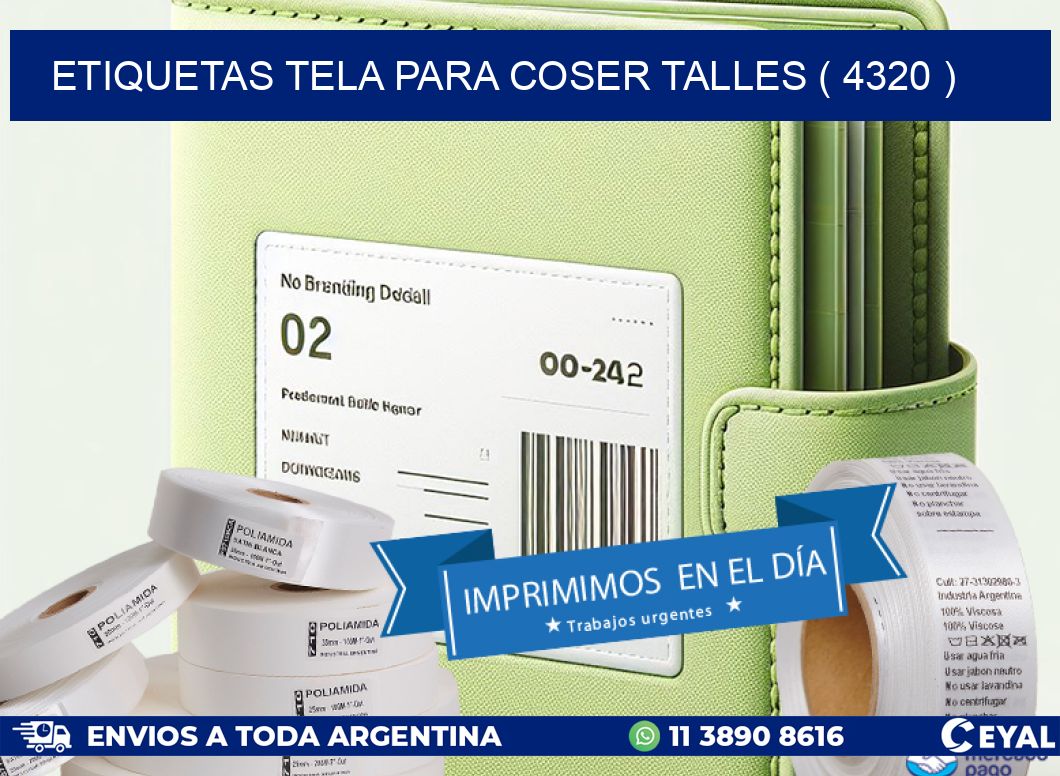 ETIQUETAS TELA PARA COSER TALLES ( 4320 )