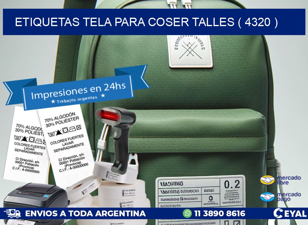 ETIQUETAS TELA PARA COSER TALLES ( 4320 )