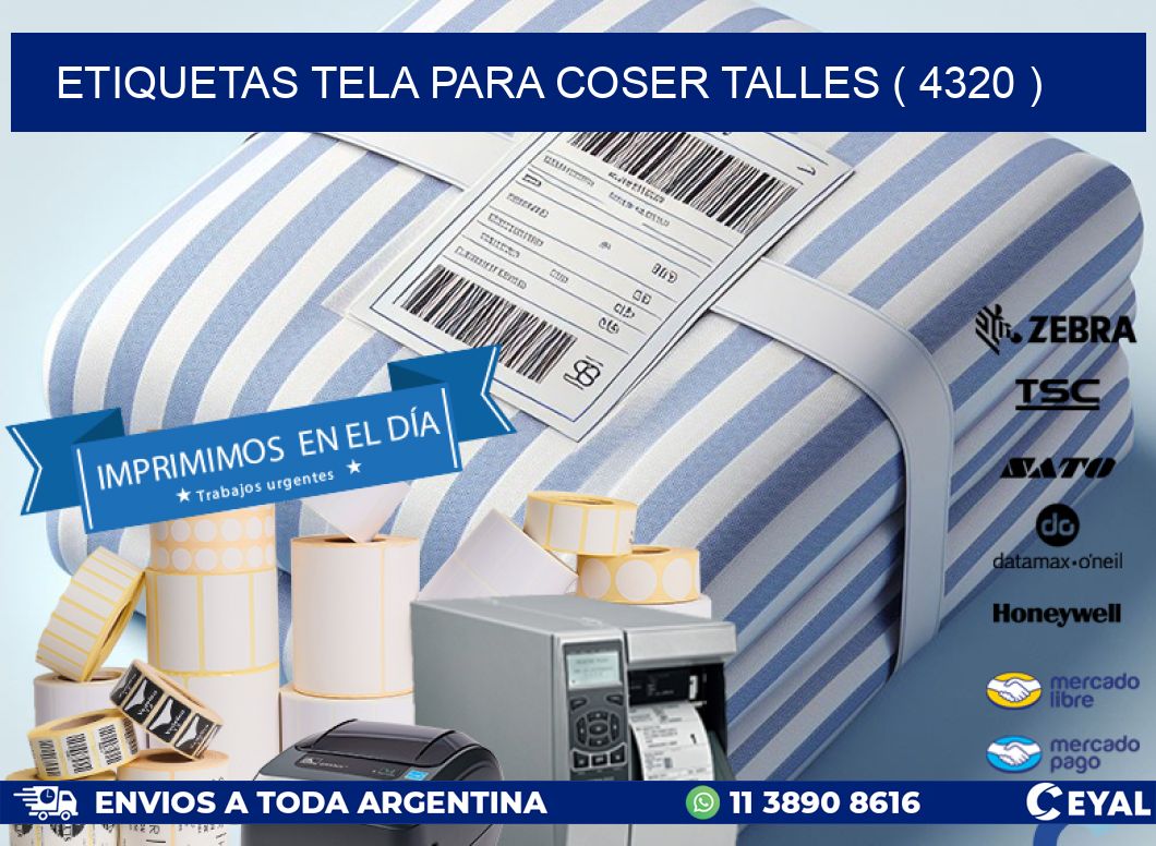 ETIQUETAS TELA PARA COSER TALLES ( 4320 )