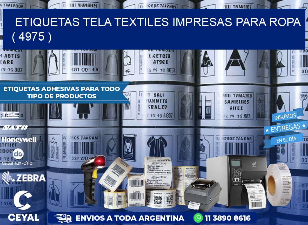 ETIQUETAS TELA TEXTILES IMPRESAS PARA ROPA   ( 4975 )