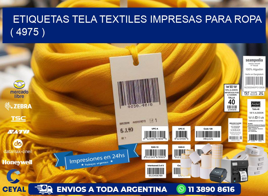 ETIQUETAS TELA TEXTILES IMPRESAS PARA ROPA   ( 4975 )