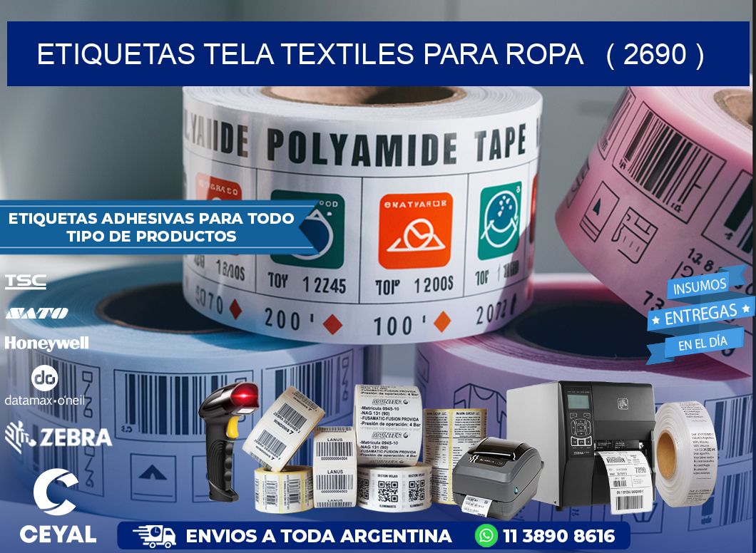 ETIQUETAS TELA TEXTILES PARA ROPA   ( 2690 )