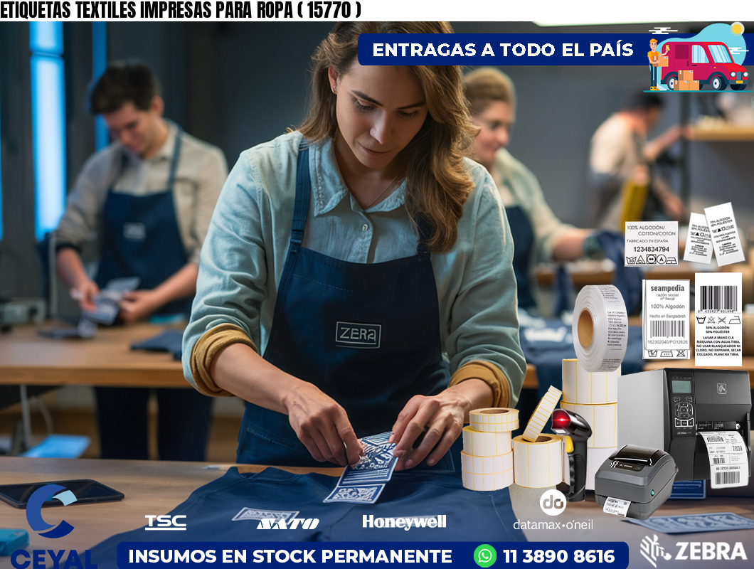 ETIQUETAS TEXTILES IMPRESAS PARA ROPA ( 15770 )