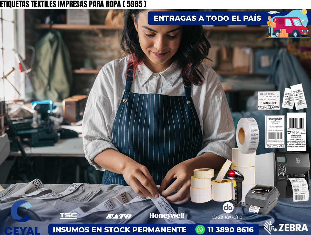 ETIQUETAS TEXTILES IMPRESAS PARA ROPA ( 5985 )