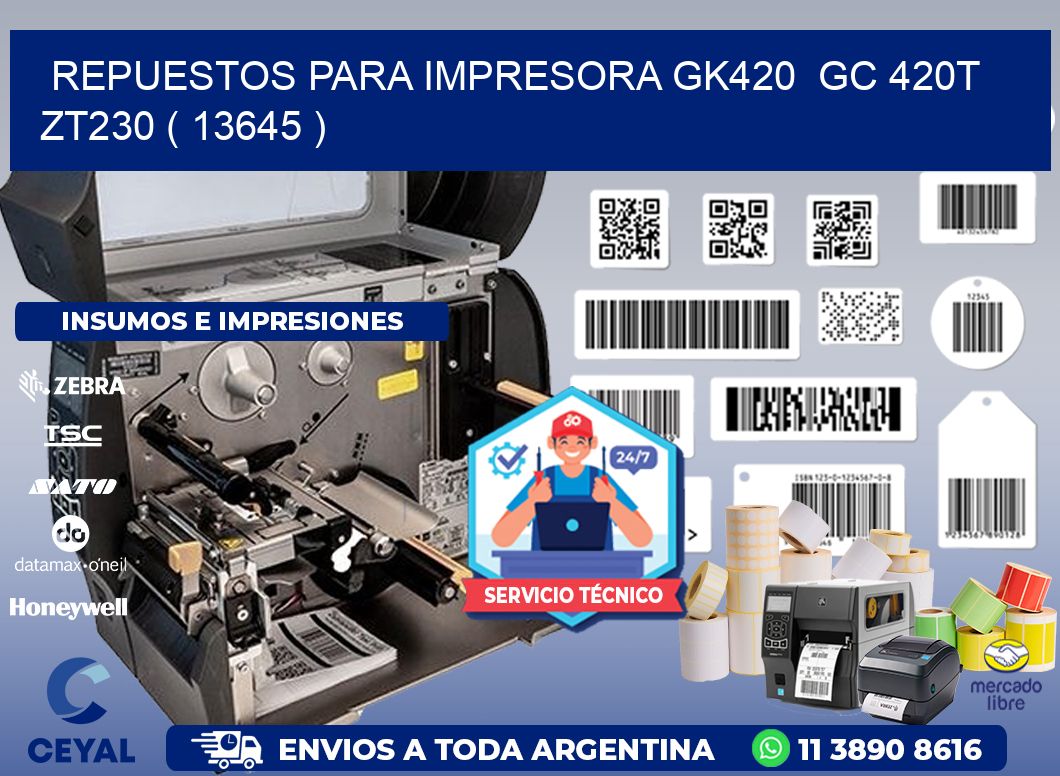 REPUESTOS PARA IMPRESORA GK420 GC 420T ZT230 ( 13645 )