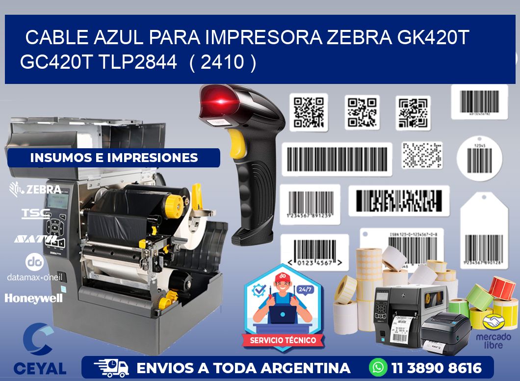 cable azul para impresora zebra GK420T GC420T TLP2844 ( 2410 )