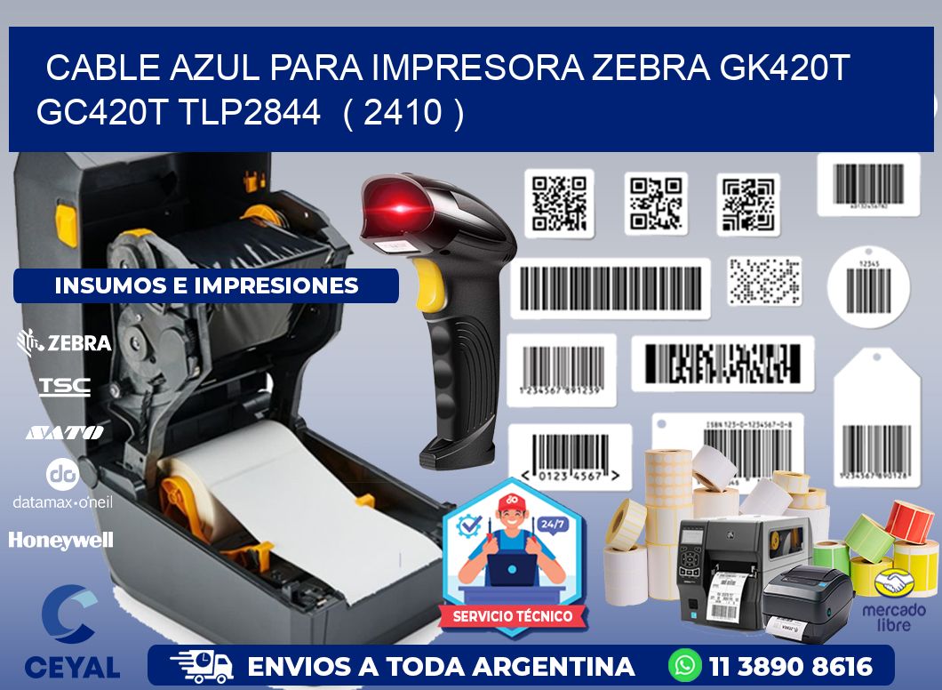 cable azul para impresora zebra GK420T GC420T TLP2844 ( 2410 )