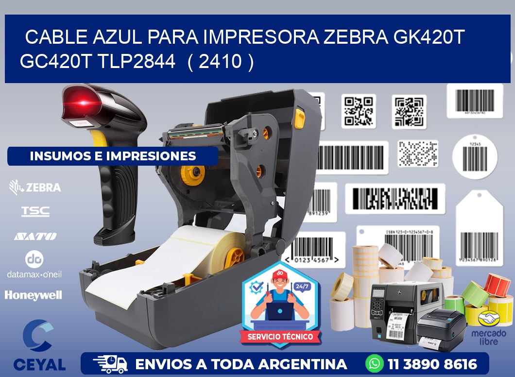 cable azul para impresora zebra GK420T GC420T TLP2844 ( 2410 )