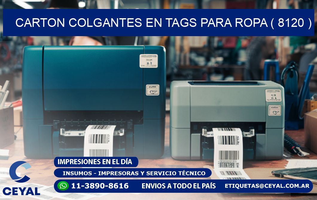 CARTON COLGANTES EN TAGS PARA ROPA ( 8120 )