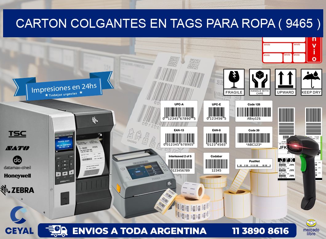 CARTON COLGANTES EN TAGS PARA ROPA ( 9465 )