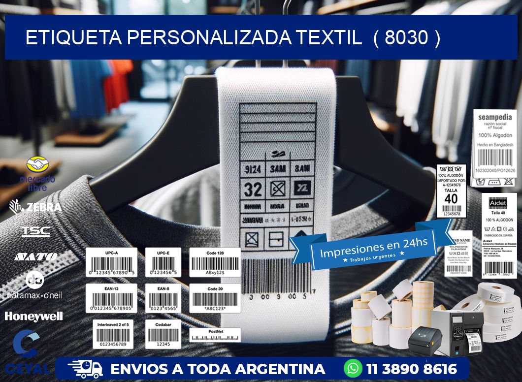 ETIQUETA PERSONALIZADA TEXTIL  ( 8030 )