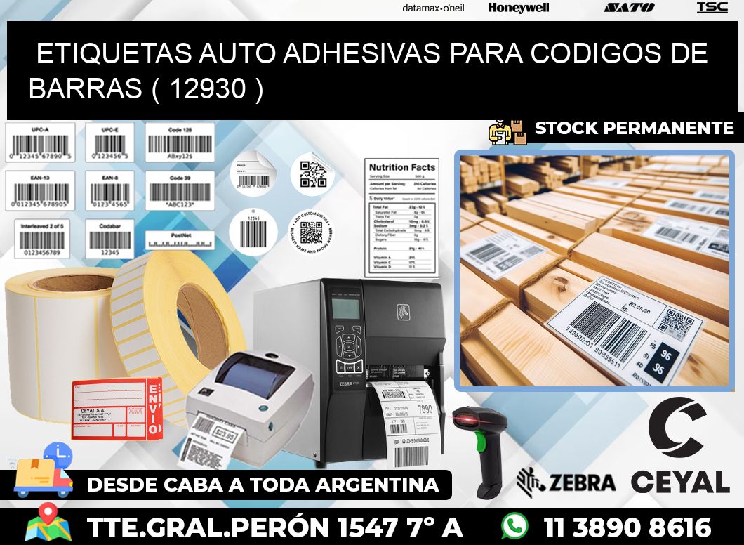 ETIQUETAS AUTO ADHESIVAS PARA CODIGOS DE BARRAS ( 12930 )