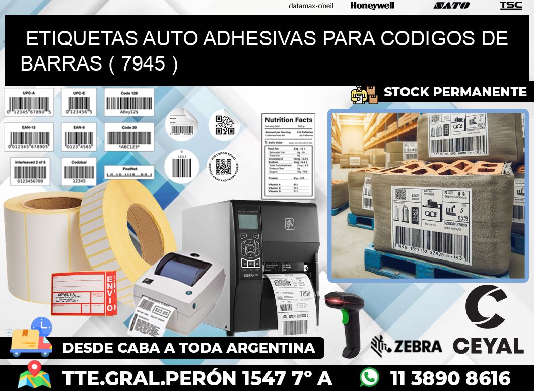 ETIQUETAS AUTO ADHESIVAS PARA CODIGOS DE BARRAS ( 7945 )