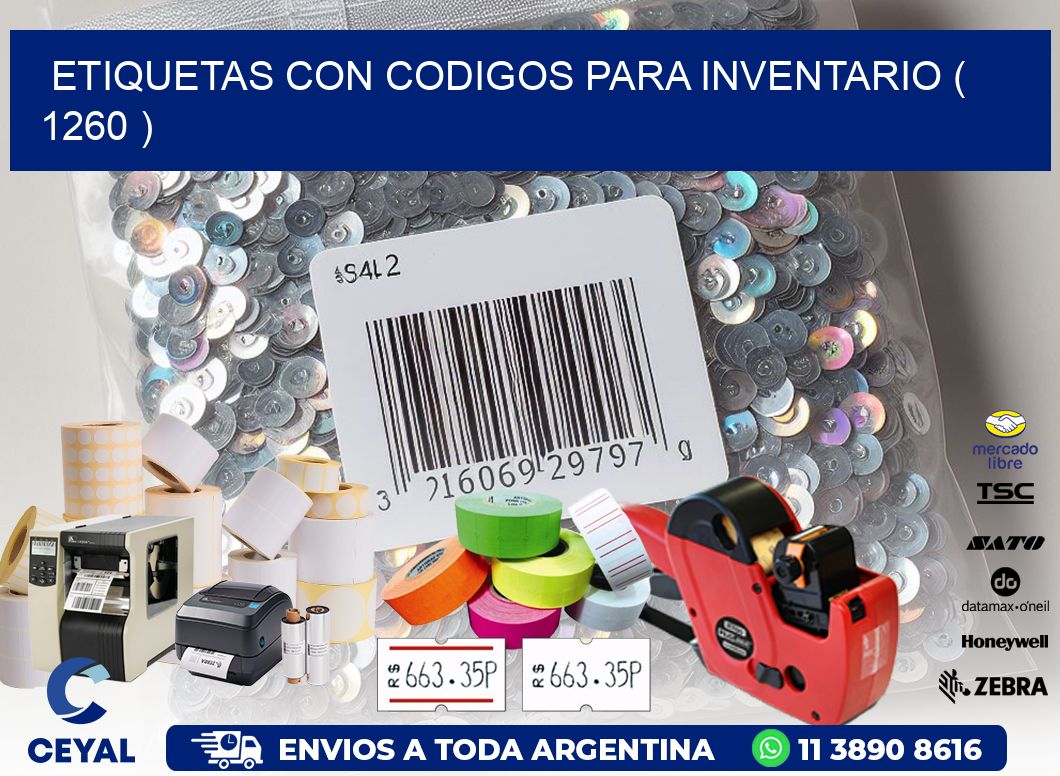 ETIQUETAS CON CODIGOS PARA INVENTARIO ( 1260 )