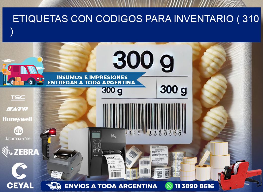 ETIQUETAS CON CODIGOS PARA INVENTARIO ( 310 )