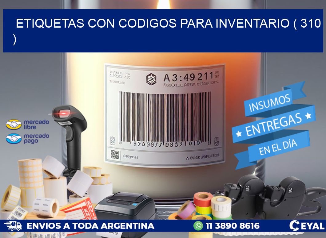ETIQUETAS CON CODIGOS PARA INVENTARIO ( 310 )