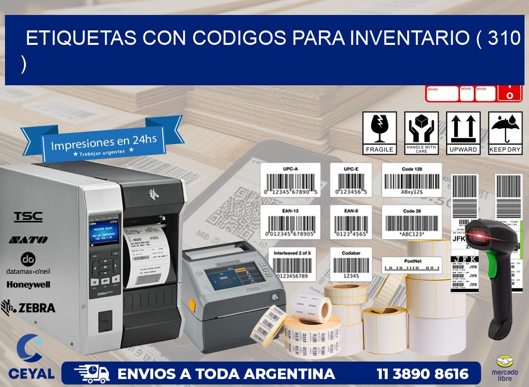 ETIQUETAS CON CODIGOS PARA INVENTARIO ( 310 )